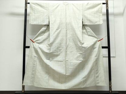 平和屋着物▽上質な紬　単衣　吉祥間道　正絹　逸品　CABF7753th
