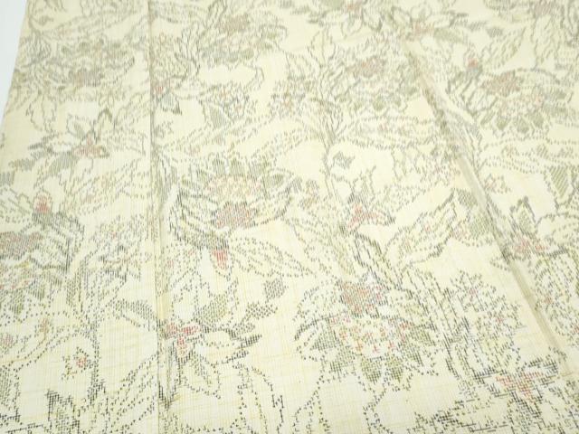 平和屋着物▽上質な紬　単衣　吉祥花文　正絹　逸品　CABF7754th