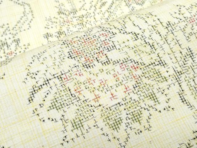 平和屋着物▽上質な紬　単衣　吉祥花文　正絹　逸品　CABF7754th