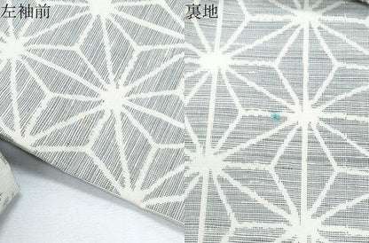平和屋着物▽上質な紬　単衣　麻の葉文様　正絹　逸品　CABF7756th
