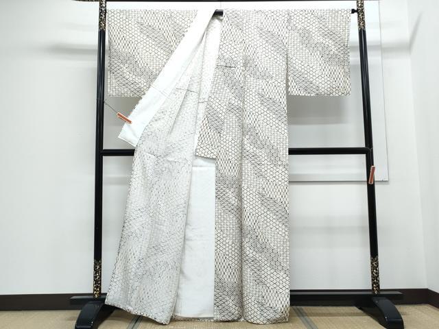 平和屋着物▽上質な小紋　単衣　紬地　吉祥文　正絹　逸品　未使用　CABF7757th