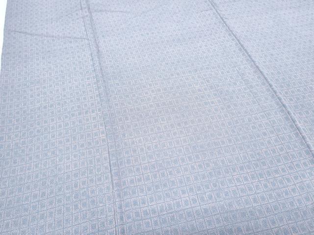 平和屋着物▽上質な小紋　単衣　作家物　格子文　三越扱い　正絹　逸品　CABF7758th