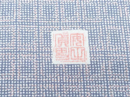 平和屋着物▽上質な小紋　単衣　作家物　格子文　三越扱い　正絹　逸品　CABF7758th