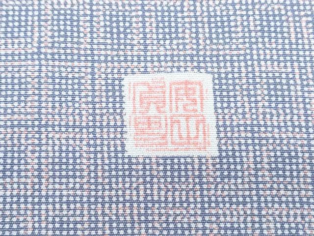 平和屋着物▽上質な小紋　単衣　作家物　格子文　三越扱い　正絹　逸品　CABF7758th