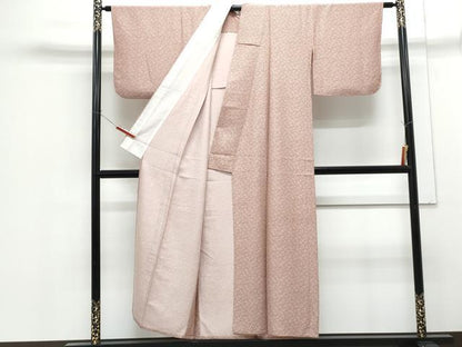 平和屋着物▽上質な小紋　単衣　花唐草文　正絹　逸品　CABF7759th
