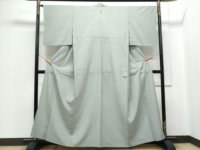 平和屋着物▽上質なお召　単衣　霞文　正絹　逸品　CABF7760th