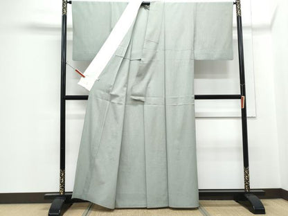 平和屋着物▽上質なお召　単衣　霞文　正絹　逸品　CABF7760th