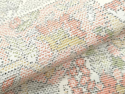 平和屋着物▽上質な紬　単衣　絵皿花文　正絹　逸品　CABF7761th