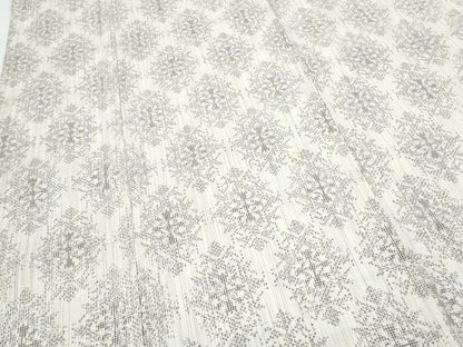 平和屋着物▽上質な紬　単衣　吉祥花文　正絹　逸品　CABF7762th