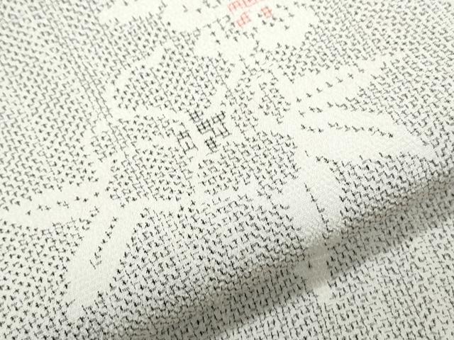 平和屋着物▽塩沢紬　単衣　草花文　正絹　逸品　CABF7764th