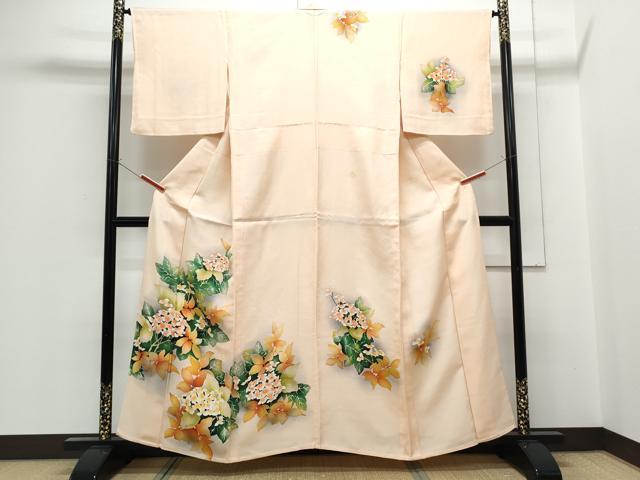 平和屋着物▽訪問着　単衣　手描き　紫陽花　暈し染め　正絹　逸品　CABF7765th