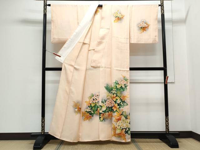 平和屋着物▽訪問着　単衣　手描き　紫陽花　暈し染め　正絹　逸品　CABF7765th