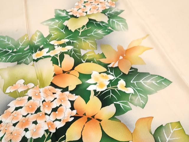 平和屋着物▽訪問着　単衣　手描き　紫陽花　暈し染め　正絹　逸品　CABF7765th
