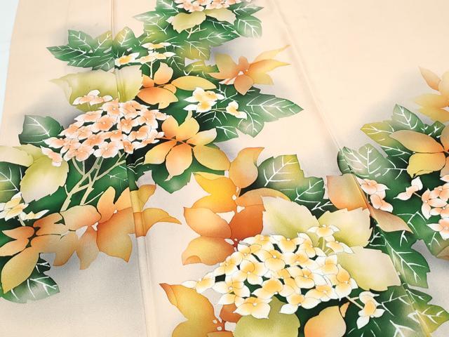 平和屋着物▽訪問着　単衣　手描き　紫陽花　暈し染め　正絹　逸品　CABF7765th