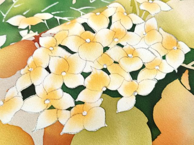 平和屋着物▽訪問着　単衣　手描き　紫陽花　暈し染め　正絹　逸品　CABF7765th