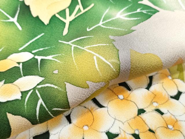 平和屋着物▽訪問着　単衣　手描き　紫陽花　暈し染め　正絹　逸品　CABF7765th