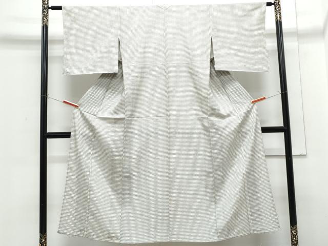 平和屋着物▽上質な小紋　単衣　亀甲文様　正絹　逸品　CABF7766th