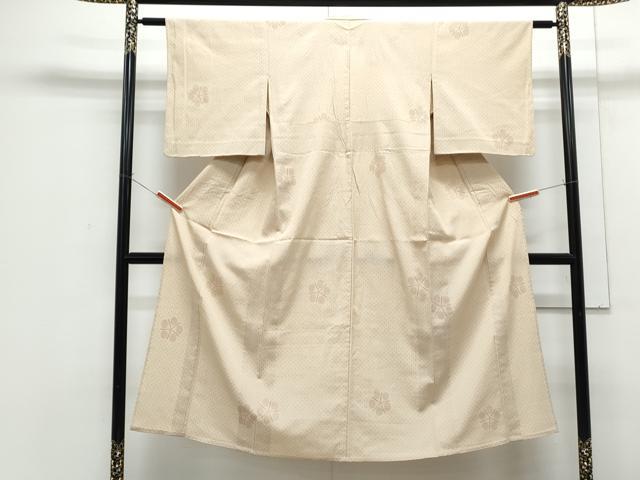 平和屋着物▽塩沢紬　単衣　舞花文　正絹　逸品　CABF7767th