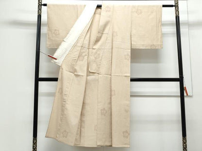 平和屋着物▽塩沢紬　単衣　舞花文　正絹　逸品　CABF7767th
