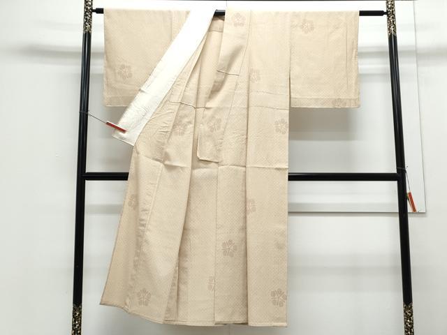 平和屋着物▽塩沢紬　単衣　舞花文　正絹　逸品　CABF7767th