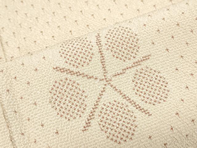 平和屋着物▽塩沢紬　単衣　舞花文　正絹　逸品　CABF7767th