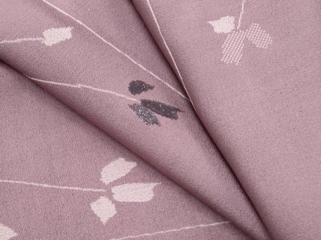 平和屋着物▽上質な小紋　単衣　草葉文　正絹　逸品　CABF7769th