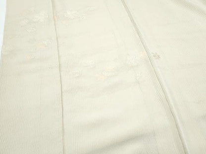 平和屋着物▽豪華色留袖　色無地　単衣　刺繍　舞葉文　鳥の子色　正絹　逸品　CABF7772th