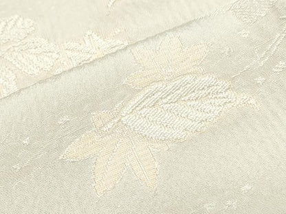平和屋着物▽豪華色留袖　色無地　単衣　刺繍　舞葉文　鳥の子色　正絹　逸品　CABF7772th