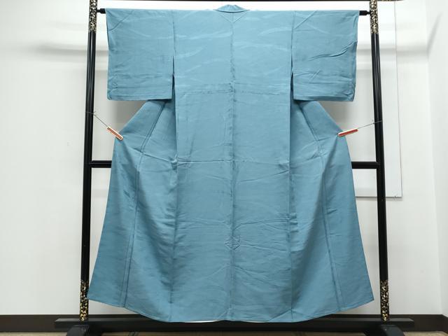 平和屋着物▽上質な色無地　単衣　波地紋　桝花色　正絹　逸品　CABF7773th