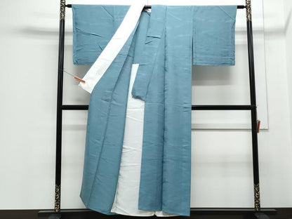 平和屋着物▽上質な色無地　単衣　波地紋　桝花色　正絹　逸品　CABF7773th