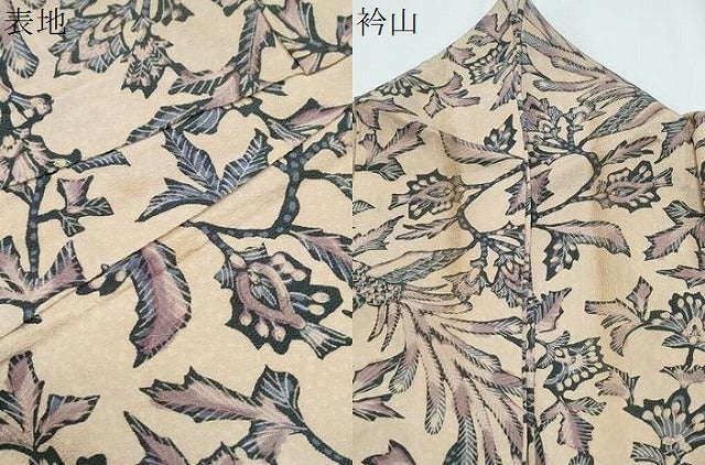 平和屋着物▽上質な小紋　単衣　型染め　花鳥文　正絹　逸品　CABF7774th