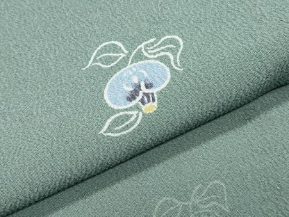 平和屋着物▽上質な小紋　単衣　型染め　草花文　正絹　逸品　CABF7775th