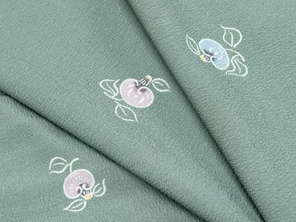 平和屋着物▽上質な小紋　単衣　型染め　草花文　正絹　逸品　CABF7775th