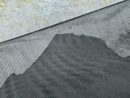 平和屋着物▽訪問着　無双　紗袷　紗×紗　遠山文　黒地　金銀彩　正絹　逸品　CABF7779th
