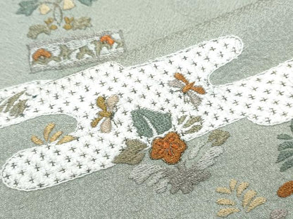 平和屋着物▼訪問着 総刺繍 エ霞花文 金糸 正絹 逸品 CABF7798th