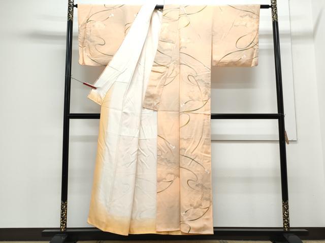 平和屋着物▼上質な小紋 地紋起こし 雲重ね紐文 暈し染め 正絹 逸品 CABF7799th
