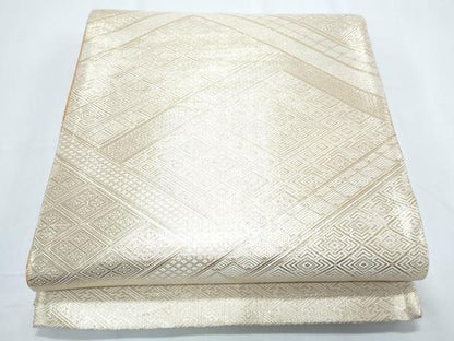 平和屋着物◎佐賀錦 両面 全通柄袋帯 菱吉祥文 金糸 正絹 逸品 CABF7805th