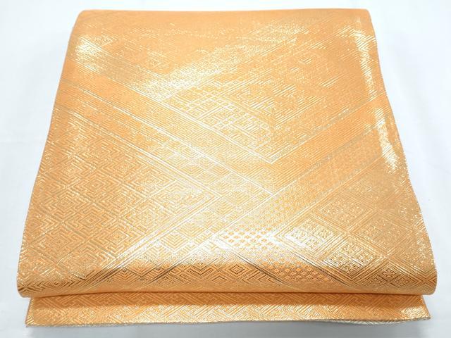 平和屋着物◎佐賀錦 両面 全通柄袋帯 菱吉祥文 金糸 正絹 逸品 CABF7805th