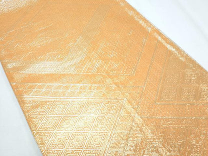 平和屋着物◎佐賀錦 両面 全通柄袋帯 菱吉祥文 金糸 正絹 逸品 CABF7805th