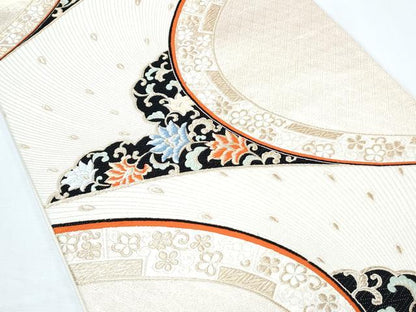 平和屋着物◎六通柄袋帯 九百錦 更紗花文 金糸 正絹 逸品 CABF7811th