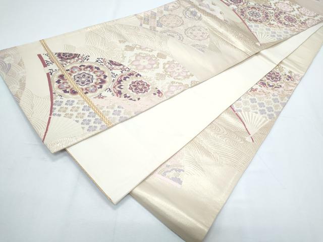 平和屋着物◎六通柄袋帯 唐織 正倉院扇面花文 金糸 正絹 逸品 CABF7814th