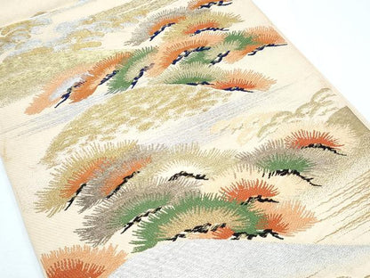 平和屋着物◎六通柄 京袋帯 風景松文 金銀糸 正絹 逸品 CABF7818th