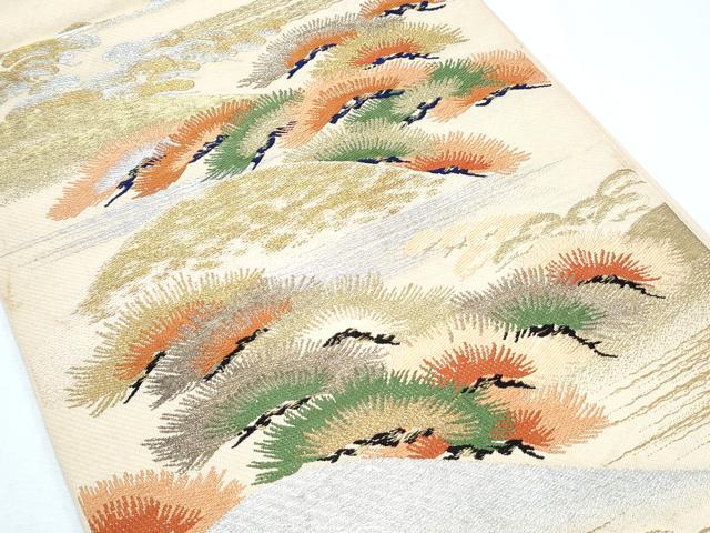 平和屋着物◎六通柄 京袋帯 風景松文 金銀糸 正絹 逸品 CABF7818th