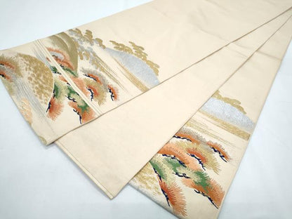 平和屋着物◎六通柄 京袋帯 風景松文 金銀糸 正絹 逸品 CABF7818th