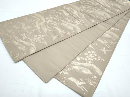 平和屋着物◎六通柄 京袋帯 動物風景文 金糸 正絹 逸品 CABF7819th