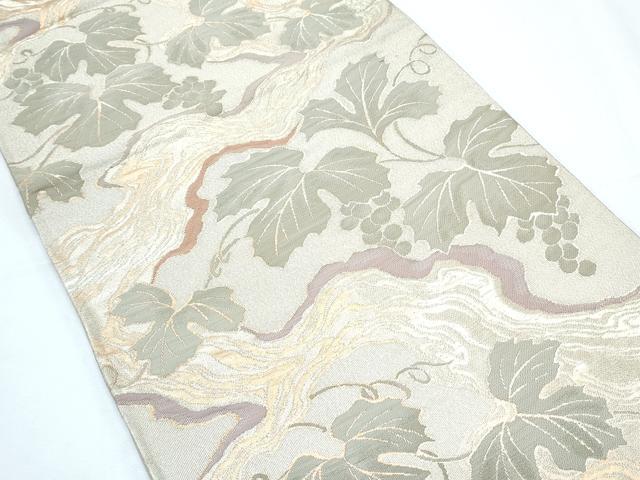 平和屋着物◎六通柄袋帯 葡萄蔦の葉文 金糸 正絹 逸品 CABF7820th