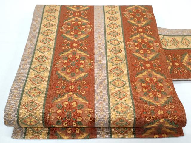平和屋着物◎本場筑前博多織　八寸名古屋帯　菱花間道　正絹　逸品　CABF7823th