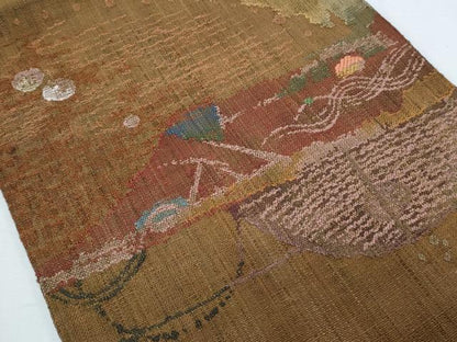 平和屋着物◎八寸名古屋帯 紬地 吉祥文 正絹 逸品 CABF7825th
