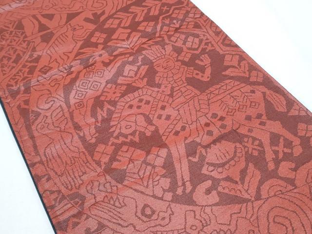 平和屋着物◎六通柄袋帯 壁画文様 正絹 逸品 CABF7826th