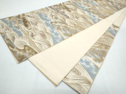 平和屋着物◎六通柄袋帯 立波文 金糸 正絹 逸品 CABF7830th
